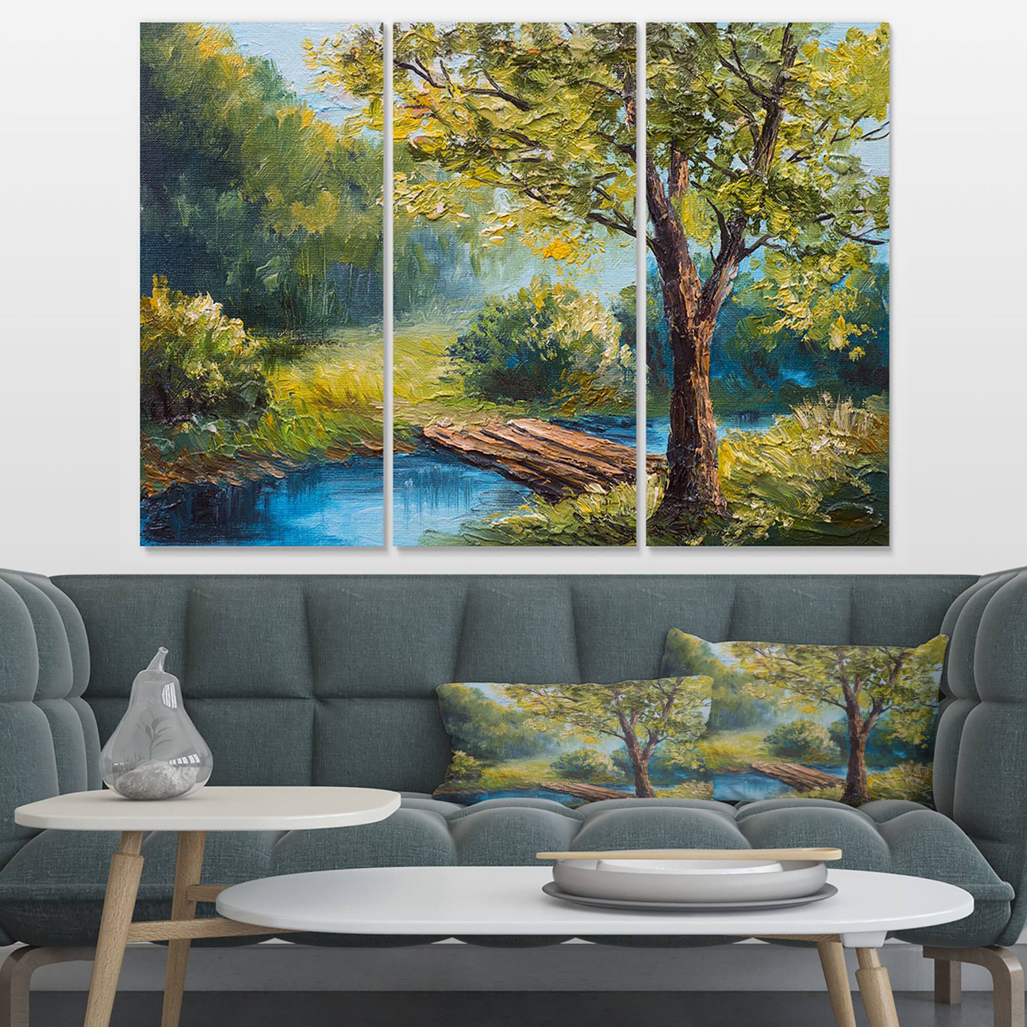 Designart - Summer Forest with Beautiful River